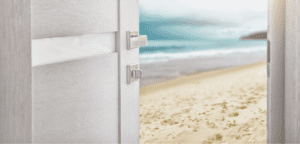 Door opening to a beach